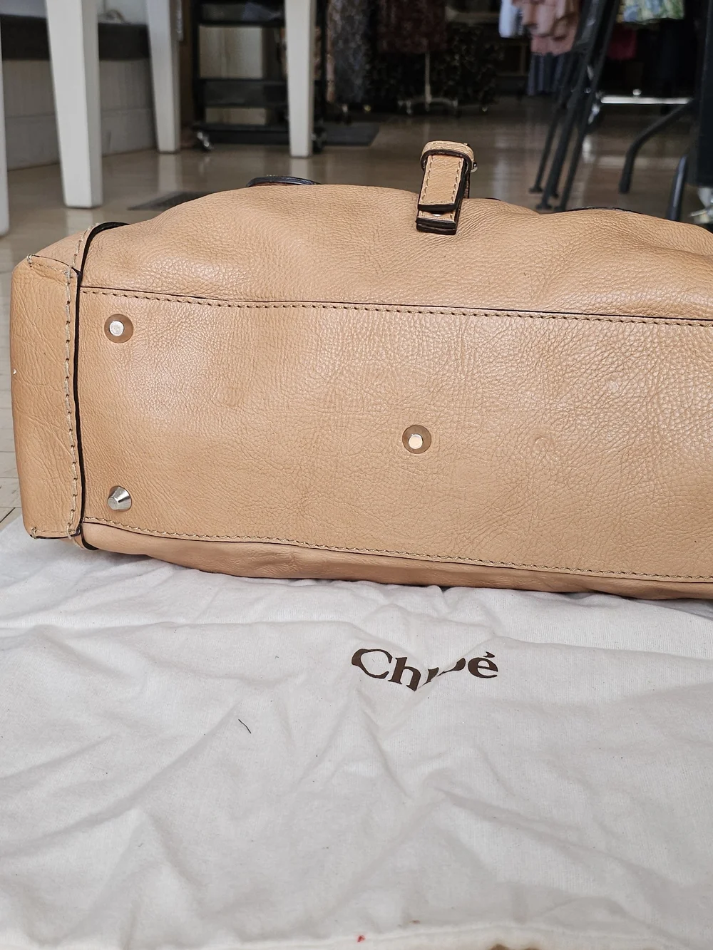 Chloe Vintage Y2K Edith Tan Leather Satchel Bag Purse Oblong Designer Handbag